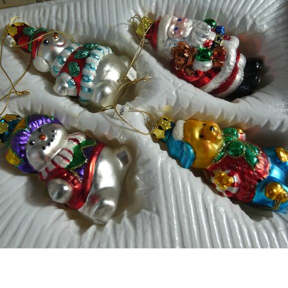 Vintage Christmas Classics Hand Decorated Glass Ornaments Snowman Cars - Picture 3 of 5